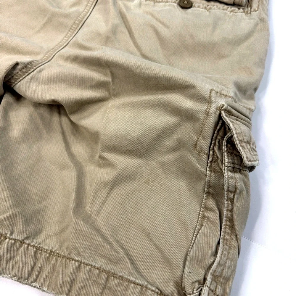 Vintage Y2K Abercrombie & Fitch Cargo Shorts‎ Mens Size 28 Tan Camo Drawstring
